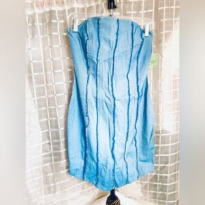 Blue Strapless Denim Dress